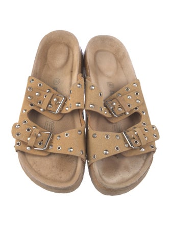 Cushionaire Leather Studded Accents Slides