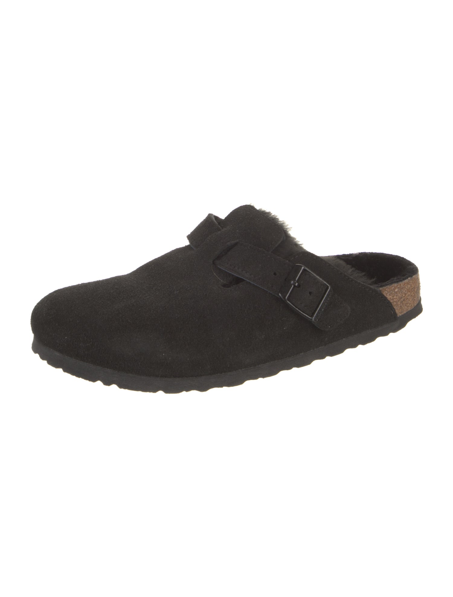 Birkenstock Suede Fur Trim Mules