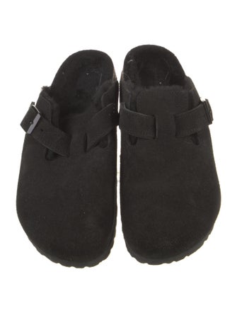 Birkenstock Suede Fur Trim Mules