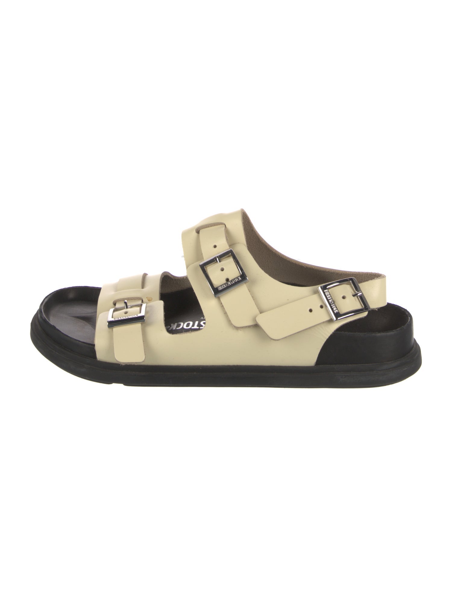 Birkenstock Leather Colorblock Pattern Slides