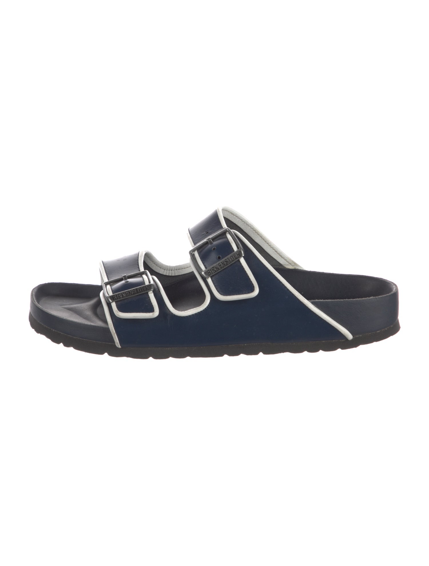 Birkenstock Leather Striped Slides