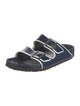 Birkenstock Leather Striped Slides