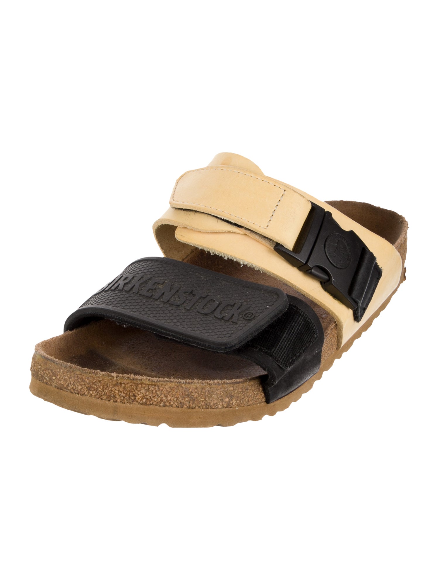 Birkenstock Leather Colorblock Pattern Slides