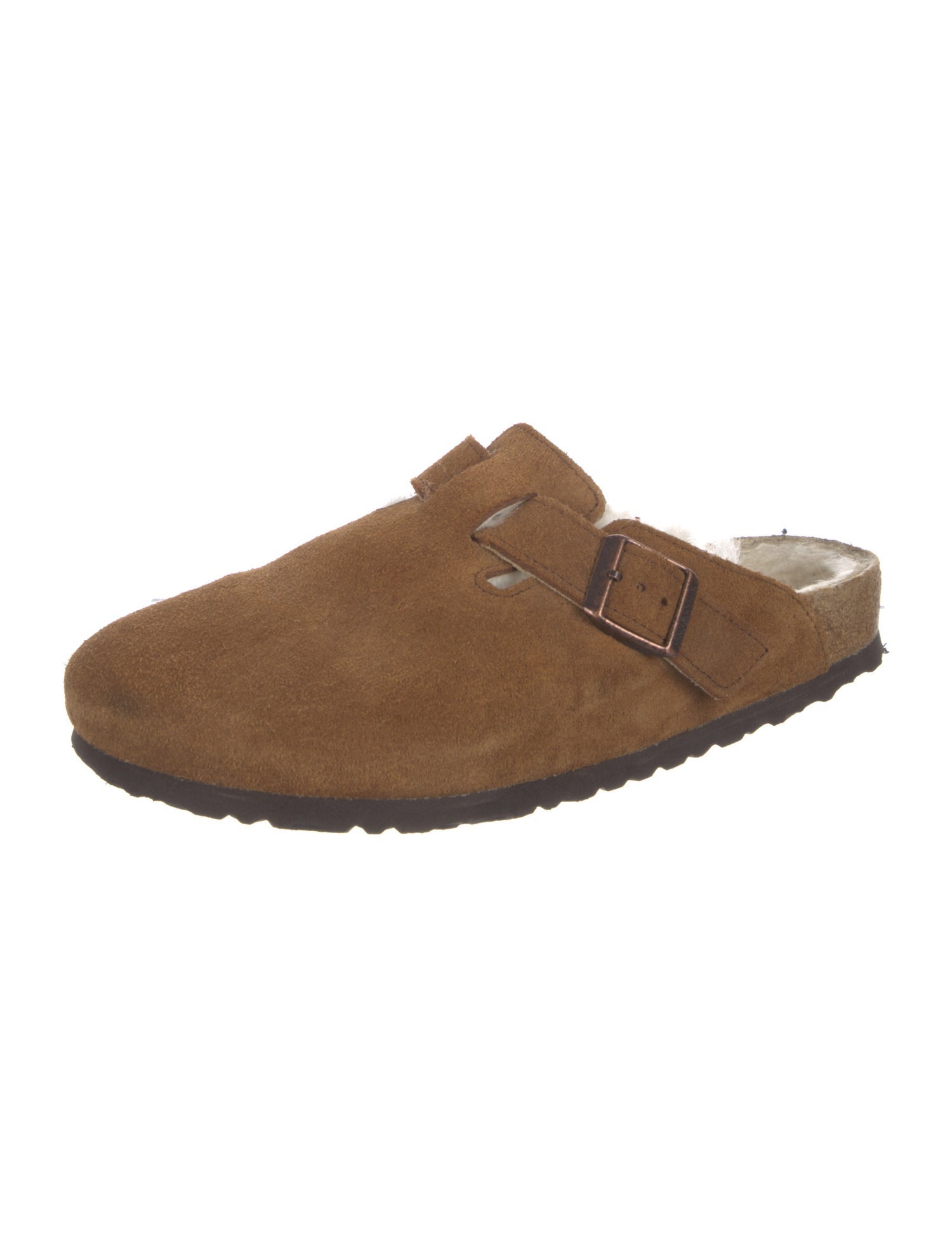 Birkenstock Suede Fur Trim Mules