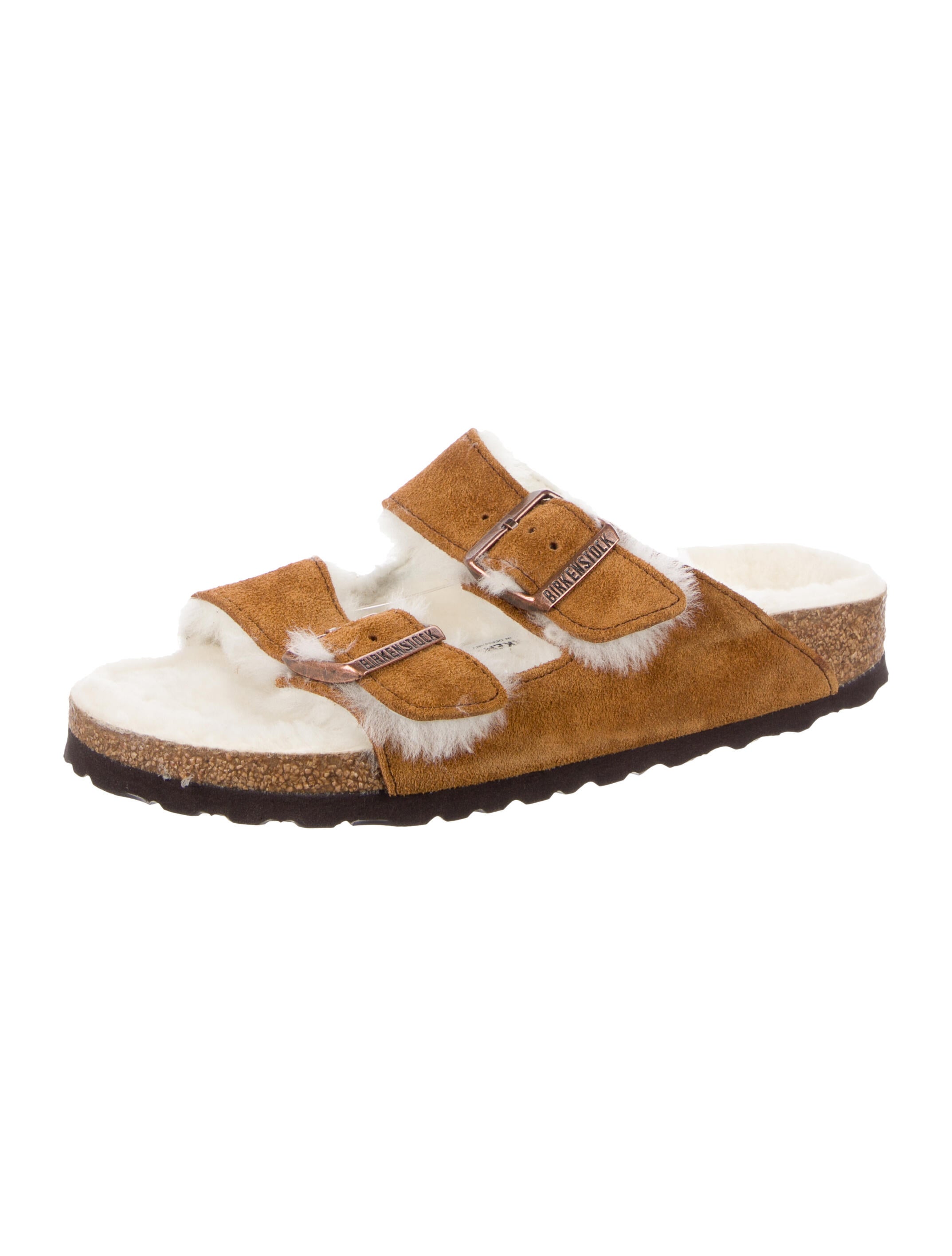 Birkenstock Suede Fur Trim Slides