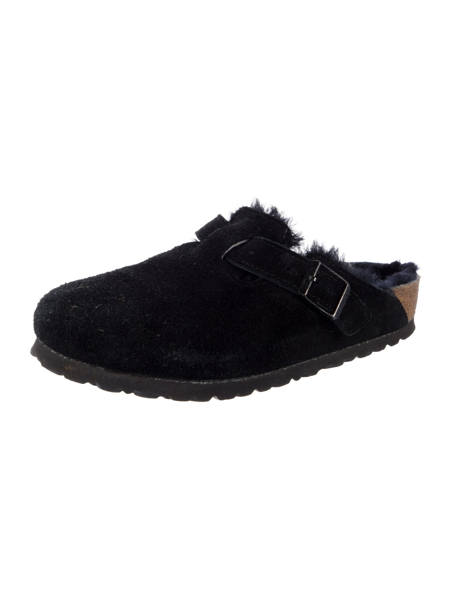 Birkenstock Suede Fur Trim Mules