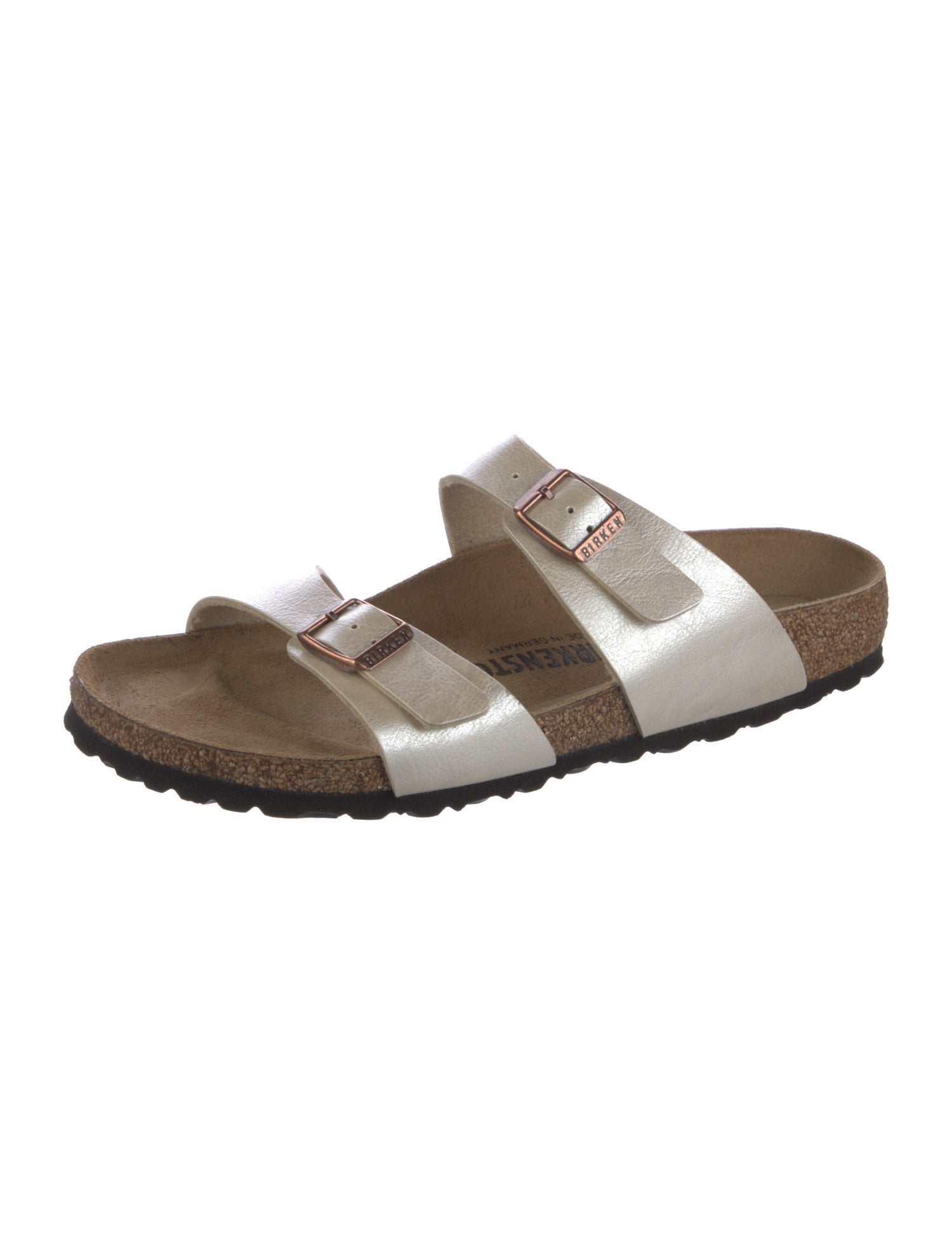 Birkenstock Leather Colorblock Pattern Slides