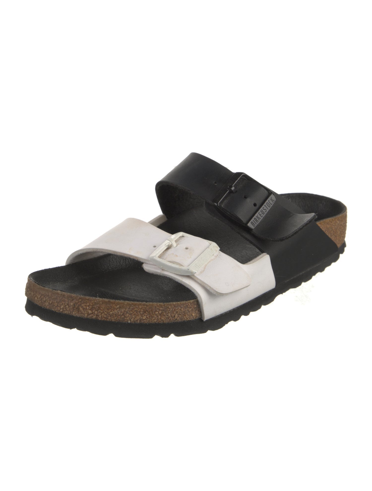 Birkenstock Leather Colorblock Pattern Slides