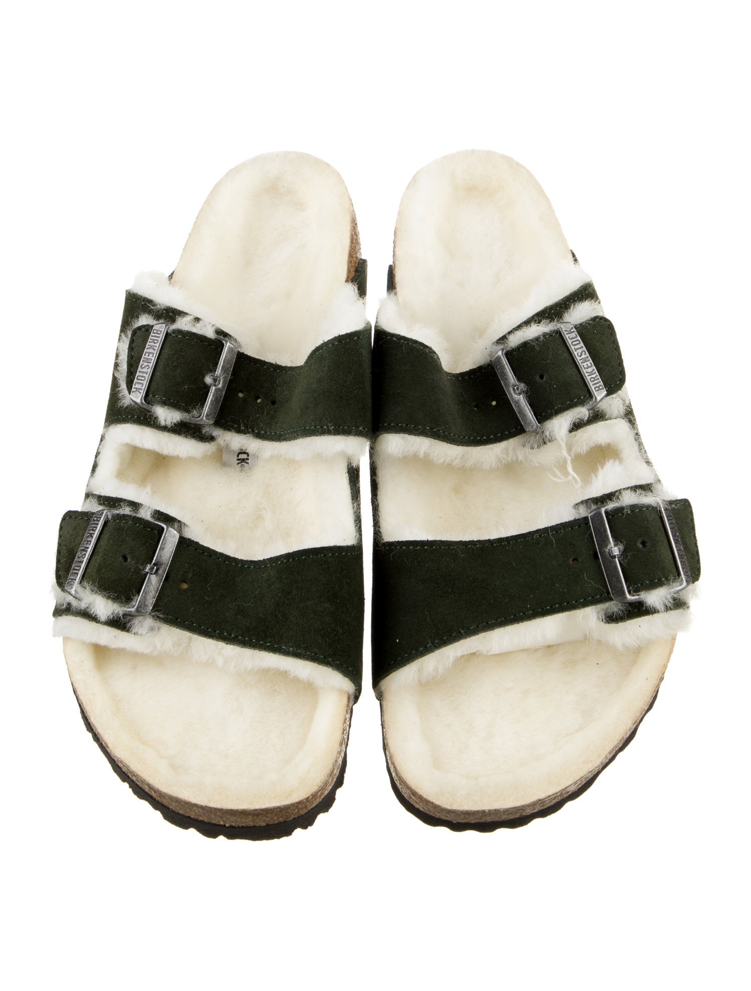 Birkenstock Suede Fur Trim Slides