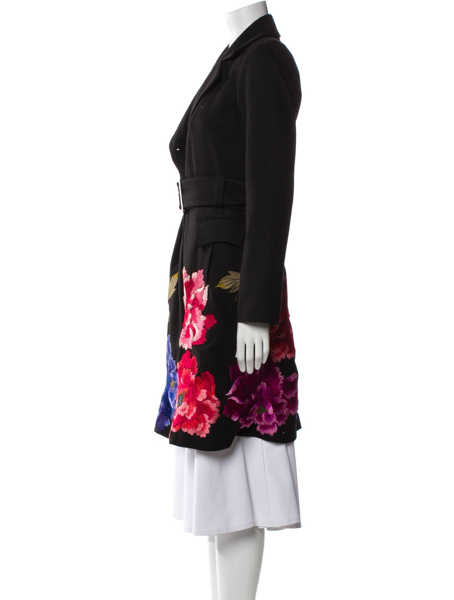 Biya Wool Floral Print Trench Coat