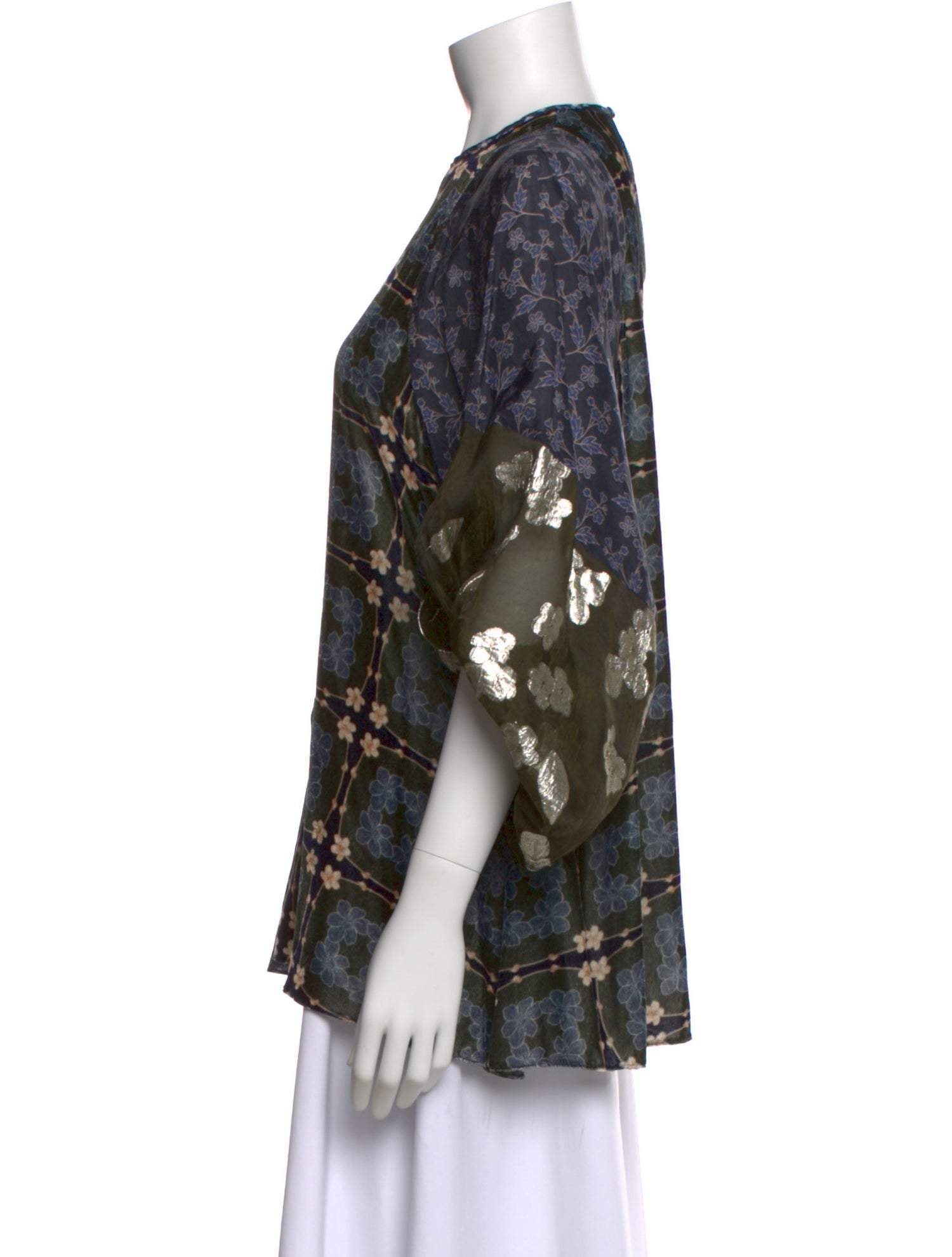 Biya Plaid Print Mock Neck Blouse