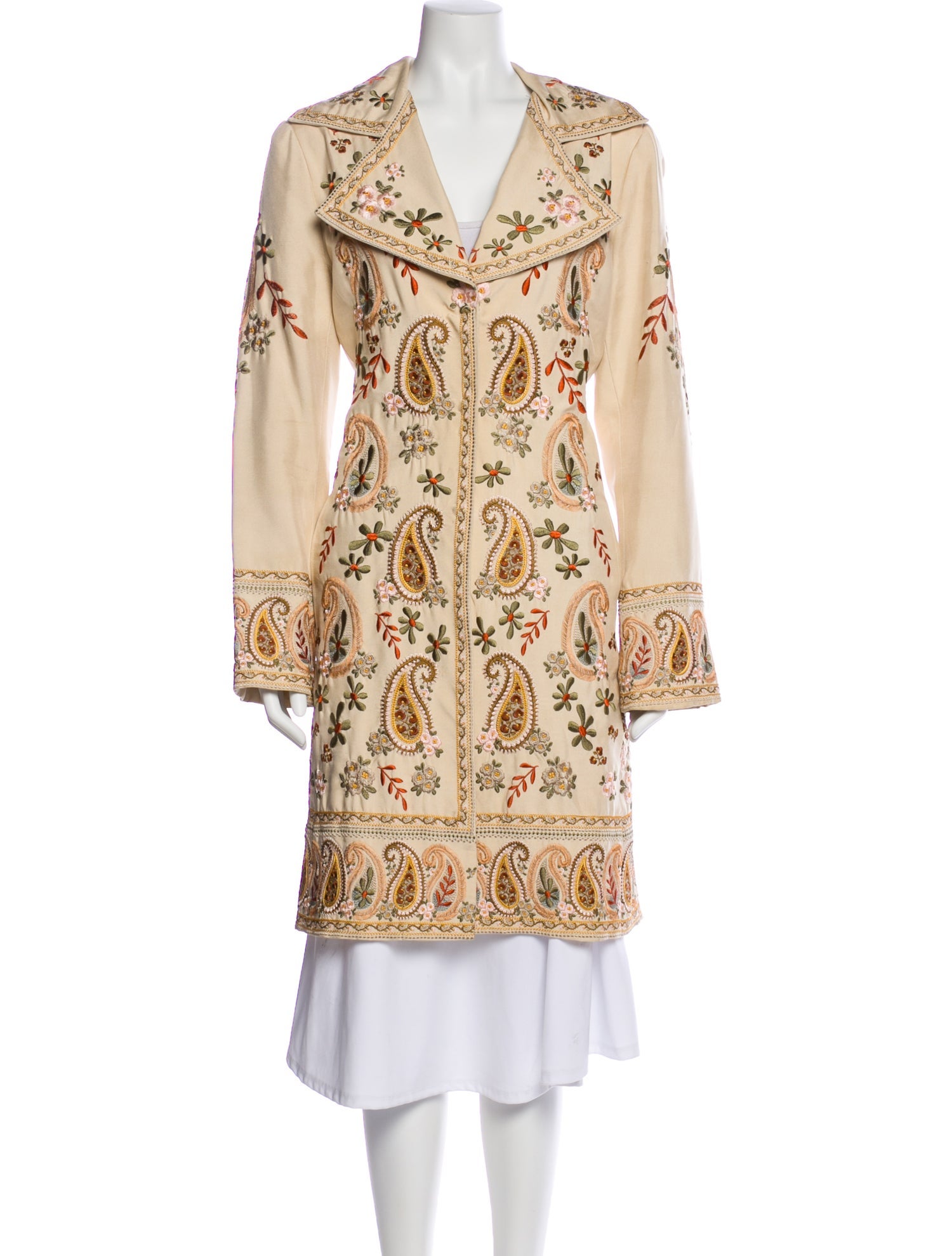 Biya Silk Paisley Print Trench Coat