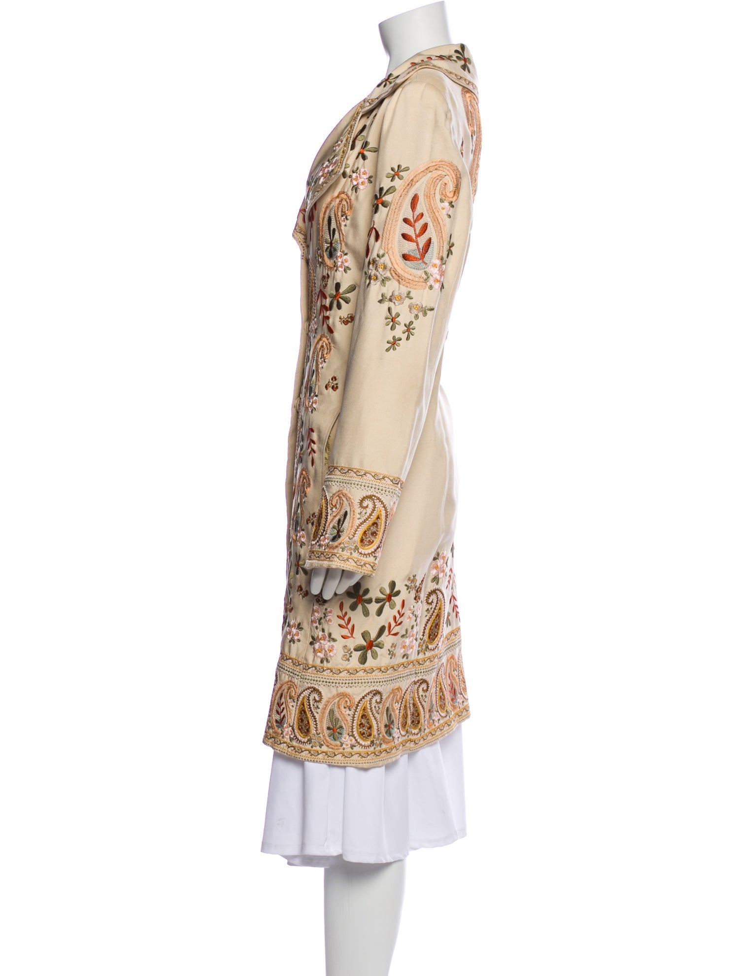 Biya Silk Paisley Print Trench Coat