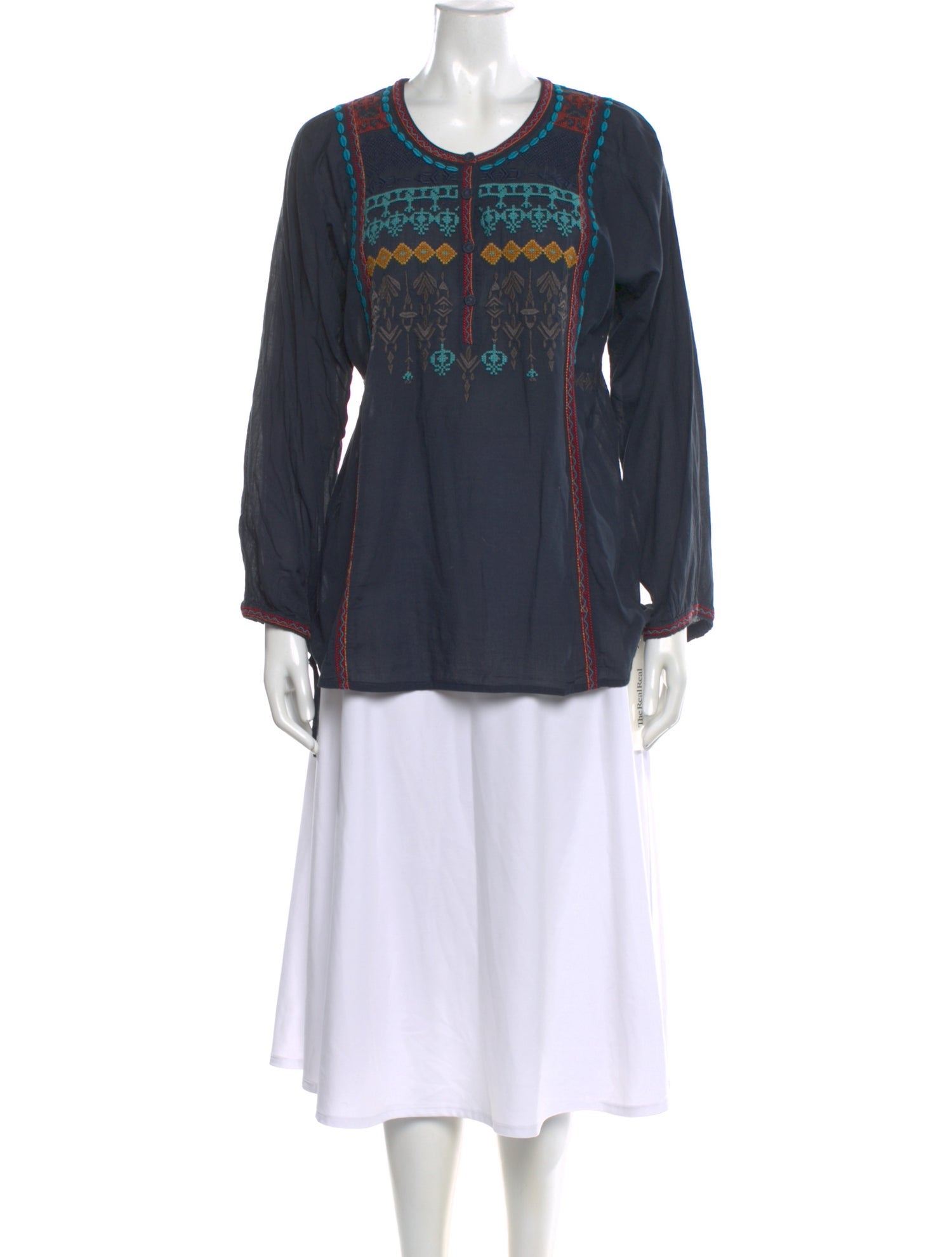 Biya Patterned Crew Neck Blouse