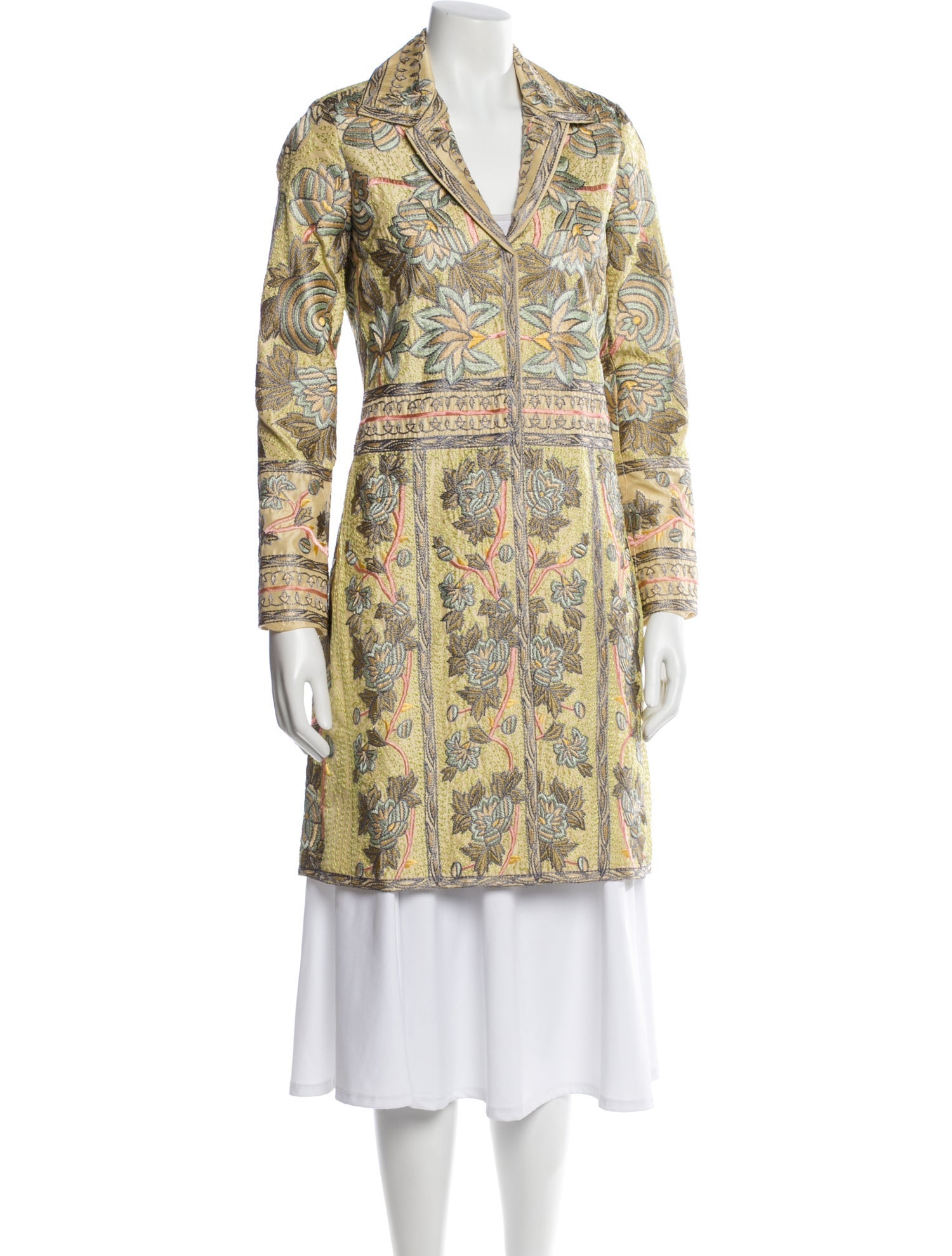 Biya Silk Printed Faux Fur Coat