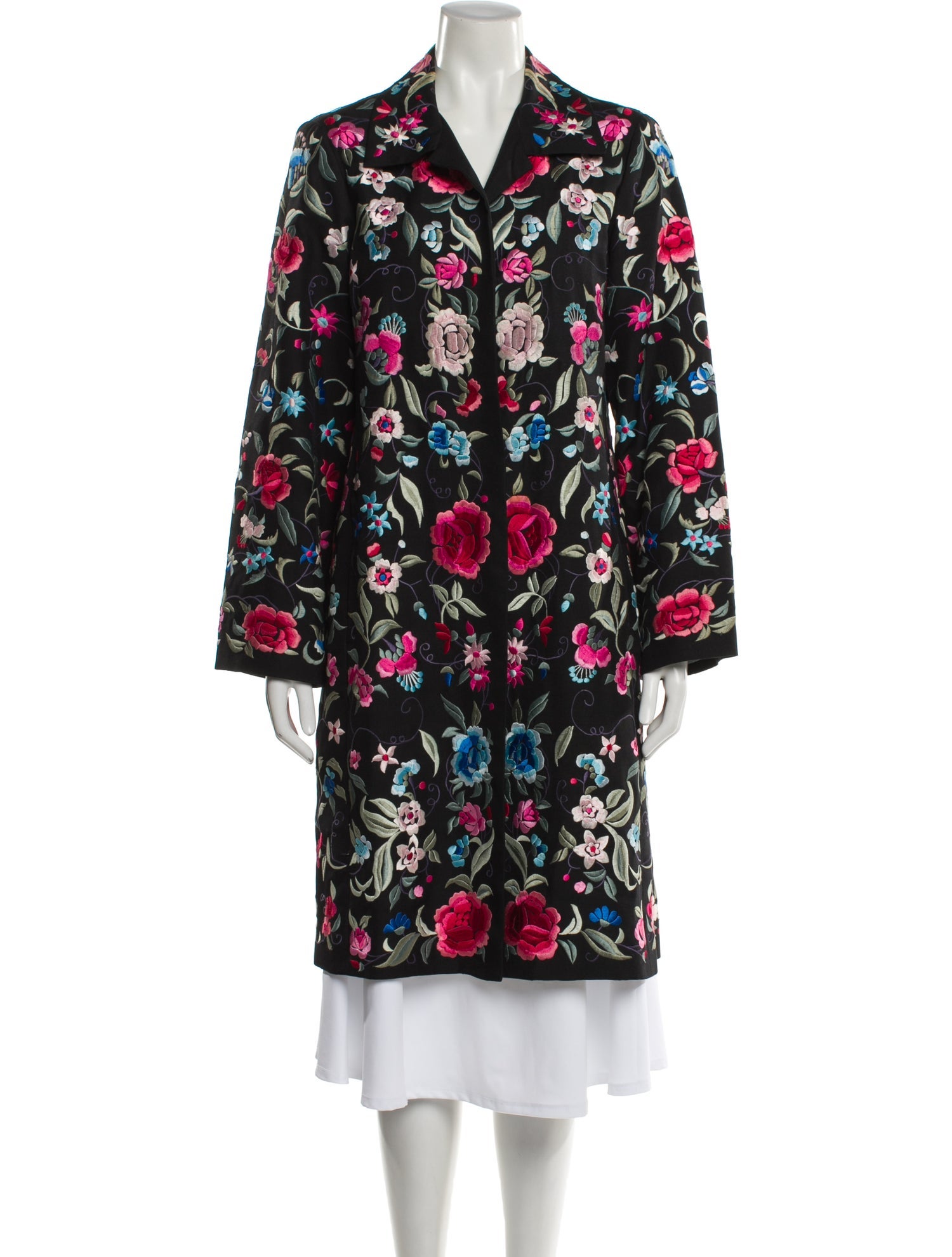 Biya Silk Floral Print Trench Coat