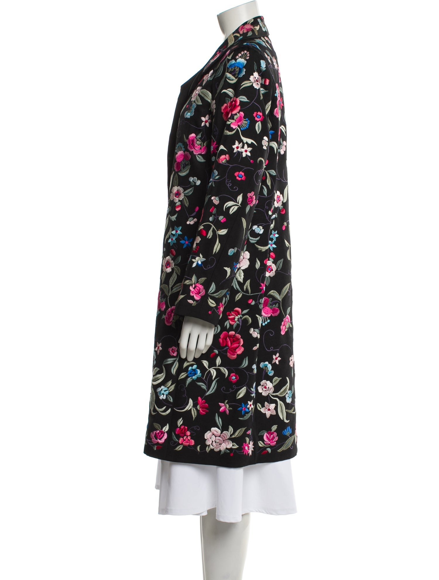 Biya Silk Floral Print Trench Coat