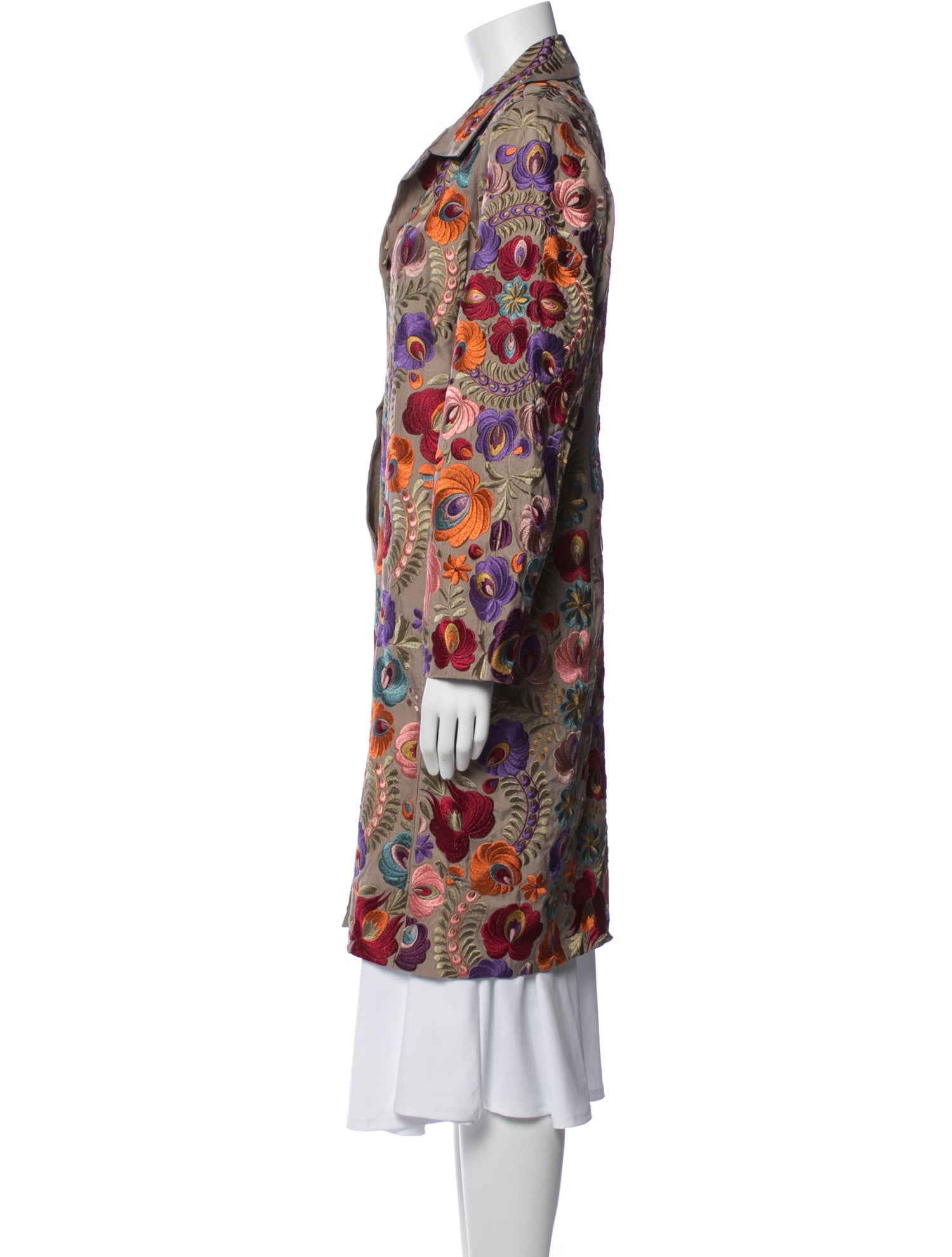 Biya Silk Floral Print Coat
