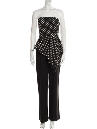 Black Halo Eve by Laurel Berman Polka Dot Print Strapless Jumpsuit