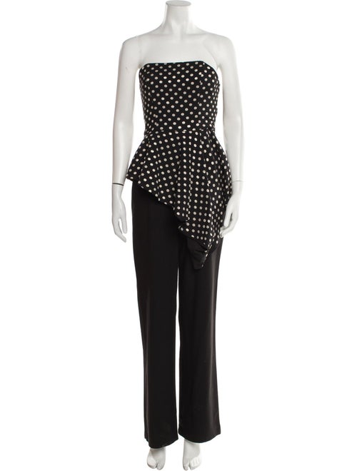 Black Halo Eve by Laurel Berman Polka Dot Print Strapless Jumpsuit