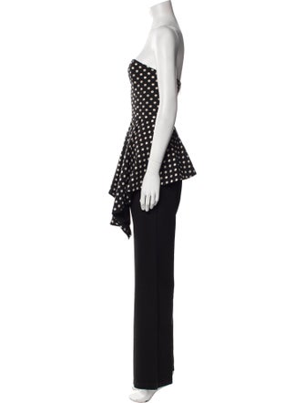 Black Halo Eve by Laurel Berman Polka Dot Print Strapless Jumpsuit