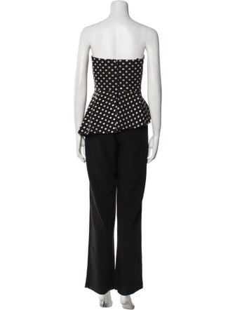 Black Halo Eve by Laurel Berman Polka Dot Print Strapless Jumpsuit