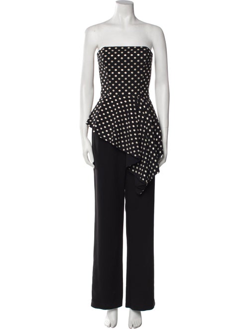 Black Halo Eve by Laurel Berman Polka Dot Print Strapless Jumpsuit