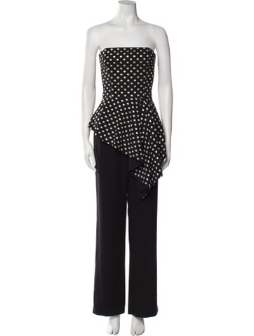 Black Halo Eve by Laurel Berman Jumpsuits and Rompers Polka Dot Print Strapless Jumpsuit US 6 | M