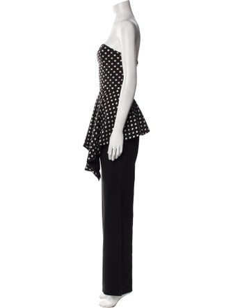 Black Halo Eve by Laurel Berman Polka Dot Print Strapless Jumpsuit