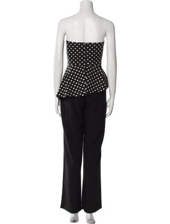 Black Halo Eve by Laurel Berman Polka Dot Print Strapless Jumpsuit