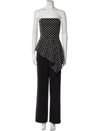 Black Halo Eve by Laurel Berman Polka Dot Print Strapless Jumpsuit