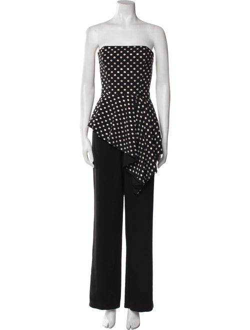 Black Halo Eve by Laurel Berman Polka Dot Print Strapless Jumpsuit