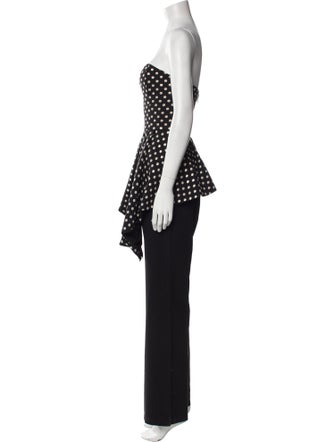 Black Halo Eve by Laurel Berman Polka Dot Print Strapless Jumpsuit