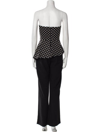 Black Halo Eve by Laurel Berman Polka Dot Print Strapless Jumpsuit