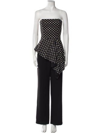 Black Halo Eve by Laurel Berman Polka Dot Print Strapless Jumpsuit