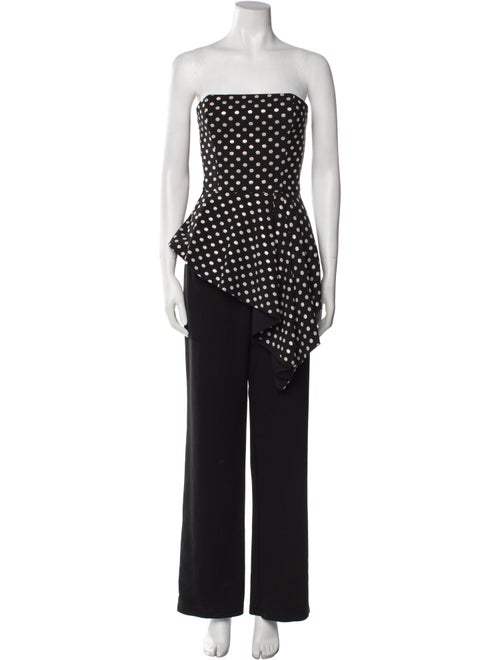 Black Halo Eve by Laurel Berman Polka Dot Print Strapless Jumpsuit