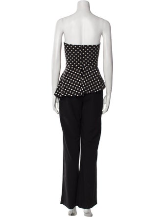 Black Halo Eve by Laurel Berman Polka Dot Print Strapless Jumpsuit