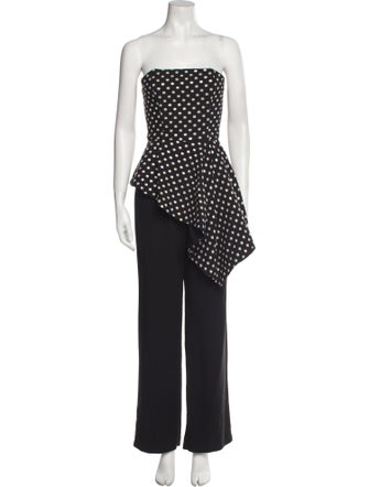 Black Halo Eve by Laurel Berman Polka Dot Print Strapless Jumpsuit