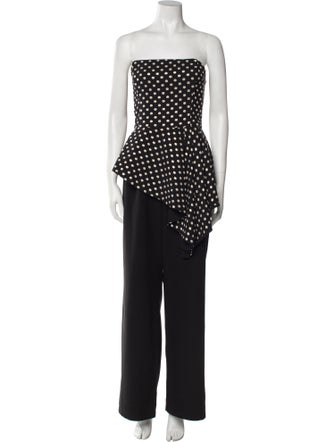 Black Halo Eve by Laurel Berman Polka Dot Print Strapless Jumpsuit