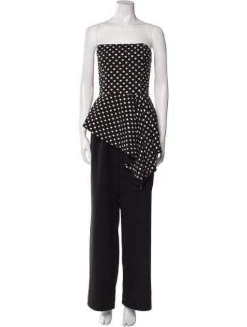 Black Halo Eve by Laurel Berman Jumpsuits and Rompers Polka Dot Print Strapless Jumpsuit US 14 | S