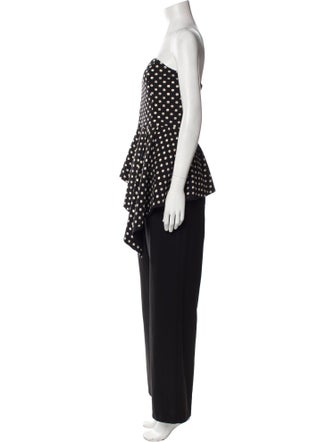 Black Halo Eve by Laurel Berman Polka Dot Print Strapless Jumpsuit