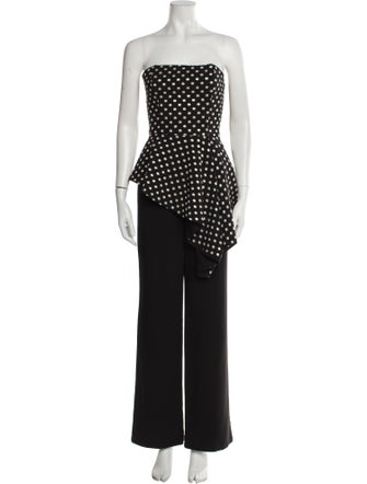 Black Halo Eve by Laurel Berman Polka Dot Print Strapless Jumpsuit
