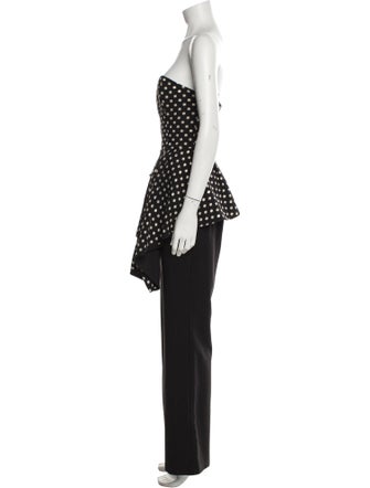 Black Halo Eve by Laurel Berman Polka Dot Print Strapless Jumpsuit