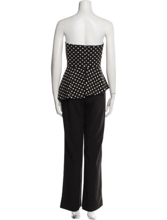 Black Halo Eve by Laurel Berman Polka Dot Print Strapless Jumpsuit