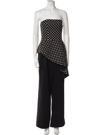 Black Halo Eve by Laurel Berman Polka Dot Print Strapless Jumpsuit
