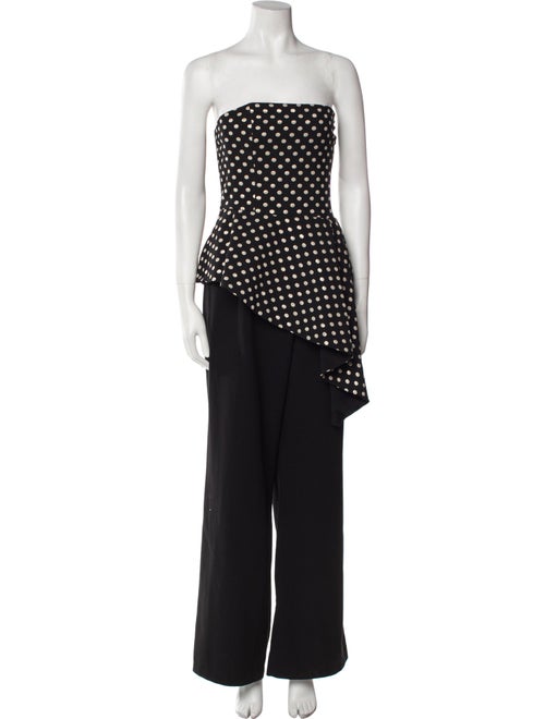 Black Halo Eve by Laurel Berman Polka Dot Print Strapless Jumpsuit