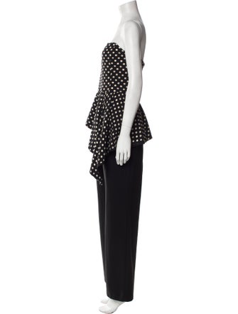 Black Halo Eve by Laurel Berman Polka Dot Print Strapless Jumpsuit