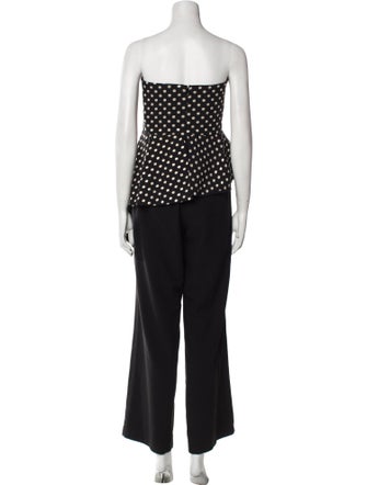 Black Halo Eve by Laurel Berman Polka Dot Print Strapless Jumpsuit