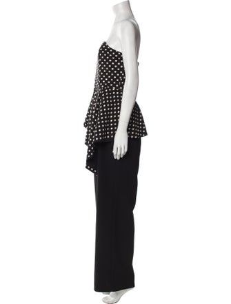 Black Halo Eve by Laurel Berman Polka Dot Print Strapless Jumpsuit