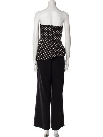 Black Halo Eve by Laurel Berman Polka Dot Print Strapless Jumpsuit